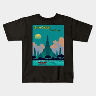 Bangkok Thailand Travel and Tourism Print of Angor Wat Temple Kids T-Shirt